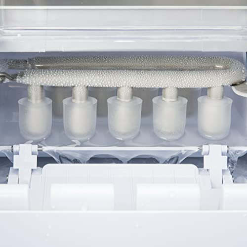 H.Koenig KB14 Eiswürfelmaschine. 12 kg Eiswürfel pro Tag, Produktionszeit 6-8 min. -2 Eiswürfelgrößen-Wasserstandsanzeige, 120 W Silber, Edelstahl, 2.1 liters